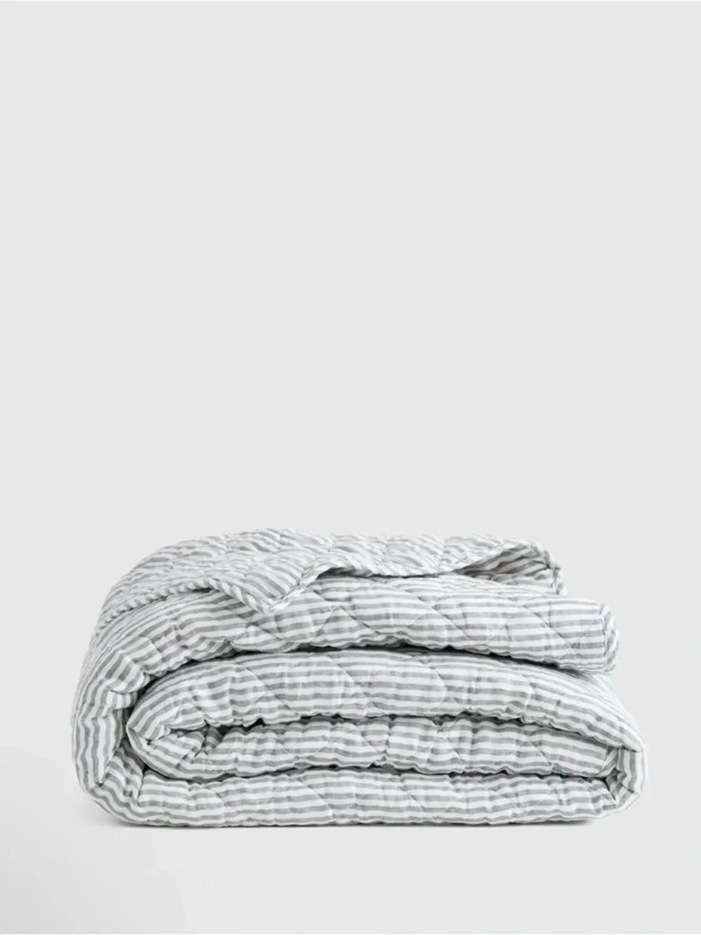 NWT Quince 100% European Linen Stripe Quilt Gray White King Cal King